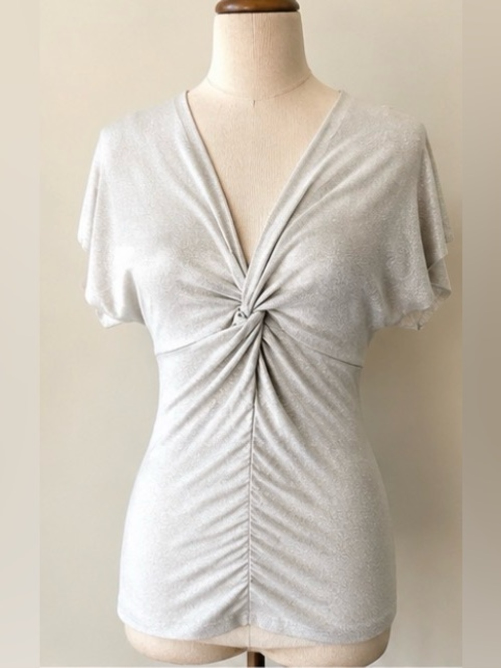 🆕 [Gender Bias] Gender Bias Silver Metallic Sparkle Blouse XS NWT